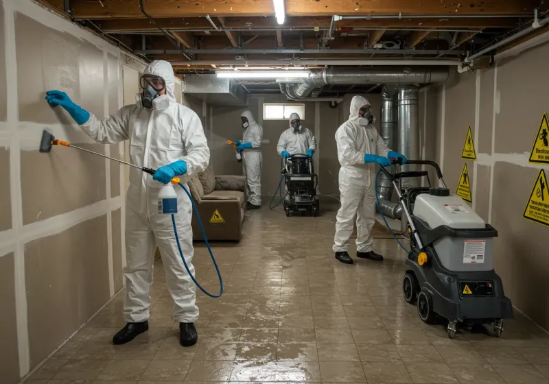 Basement Moisture Removal and Structural Drying process in Orchard Hills, PA